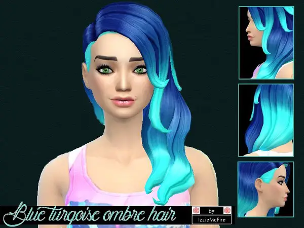 Sims 4 Blue Ombre Hair - wide 9