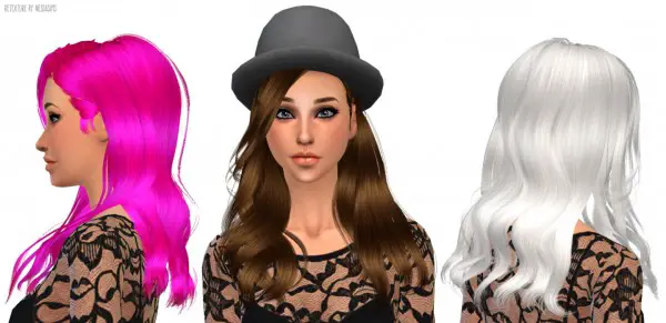 Sims 4 Hairs Nessa Sims Newsea`s Shaine Hairstyle Retextured