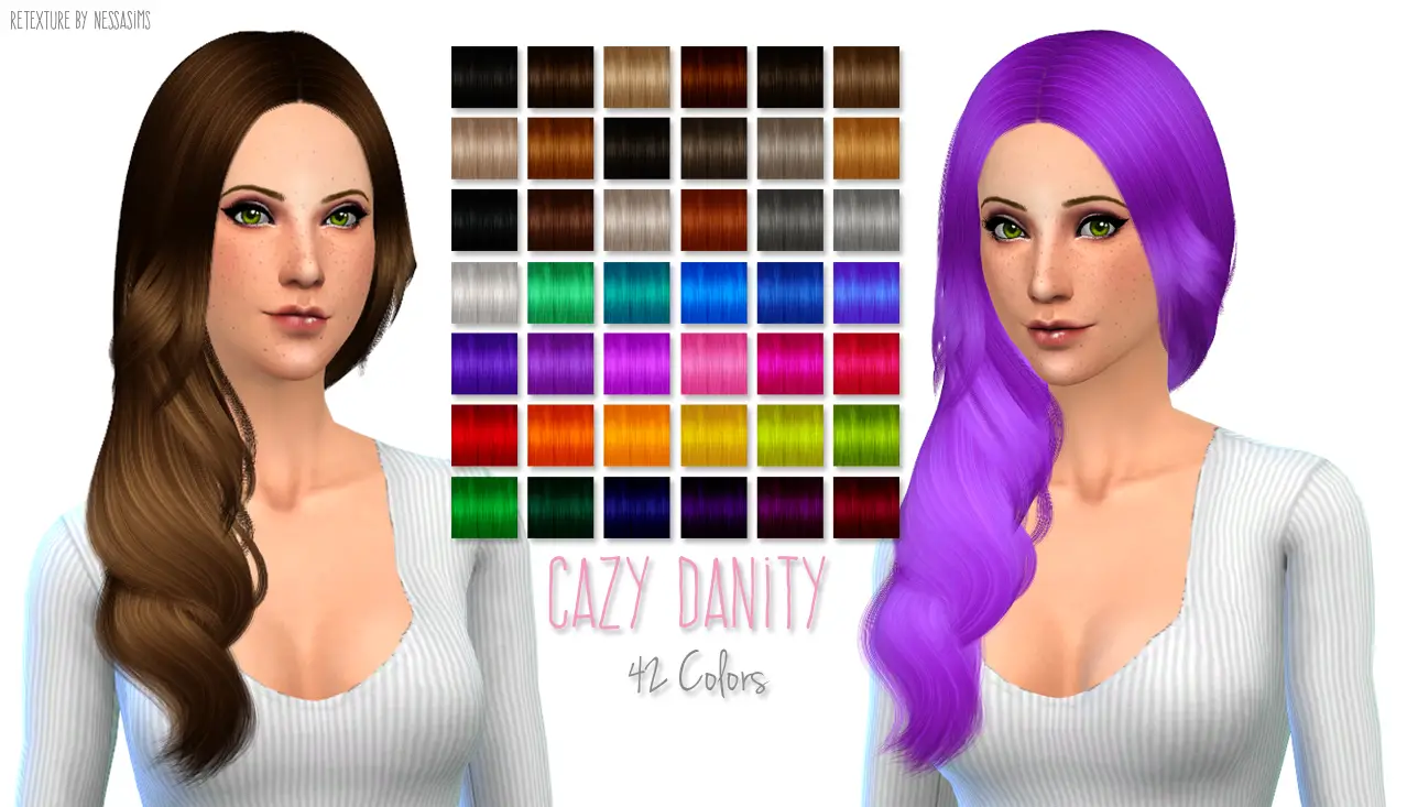 Sims 4 Hairs Nessa Sims Cazy`s Danity Hairstyle Retextured