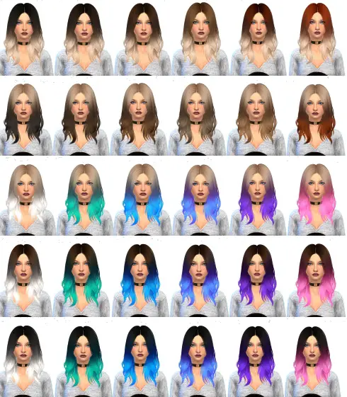 Sims 4 Hairs Nessa Sims Nightcrawler`s Turn It Up Ombre Hairstyle