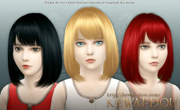 Sims 4 Hairs Kewai Dou Cecile Bob With Bangs Hairstyle For Girls