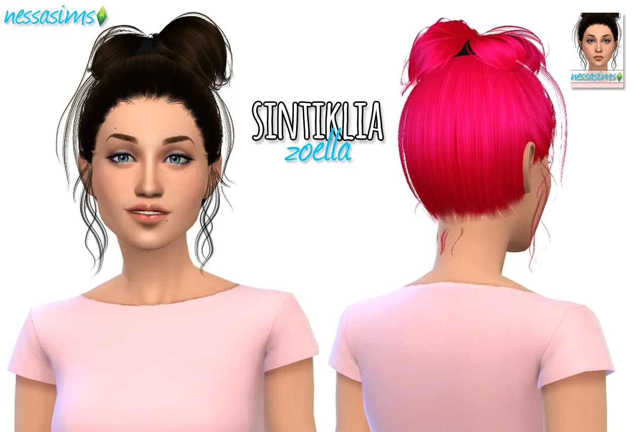 Sims 4 Hairs Nessa Sims Sintiklia`s Zoella Hairstyle Retextured