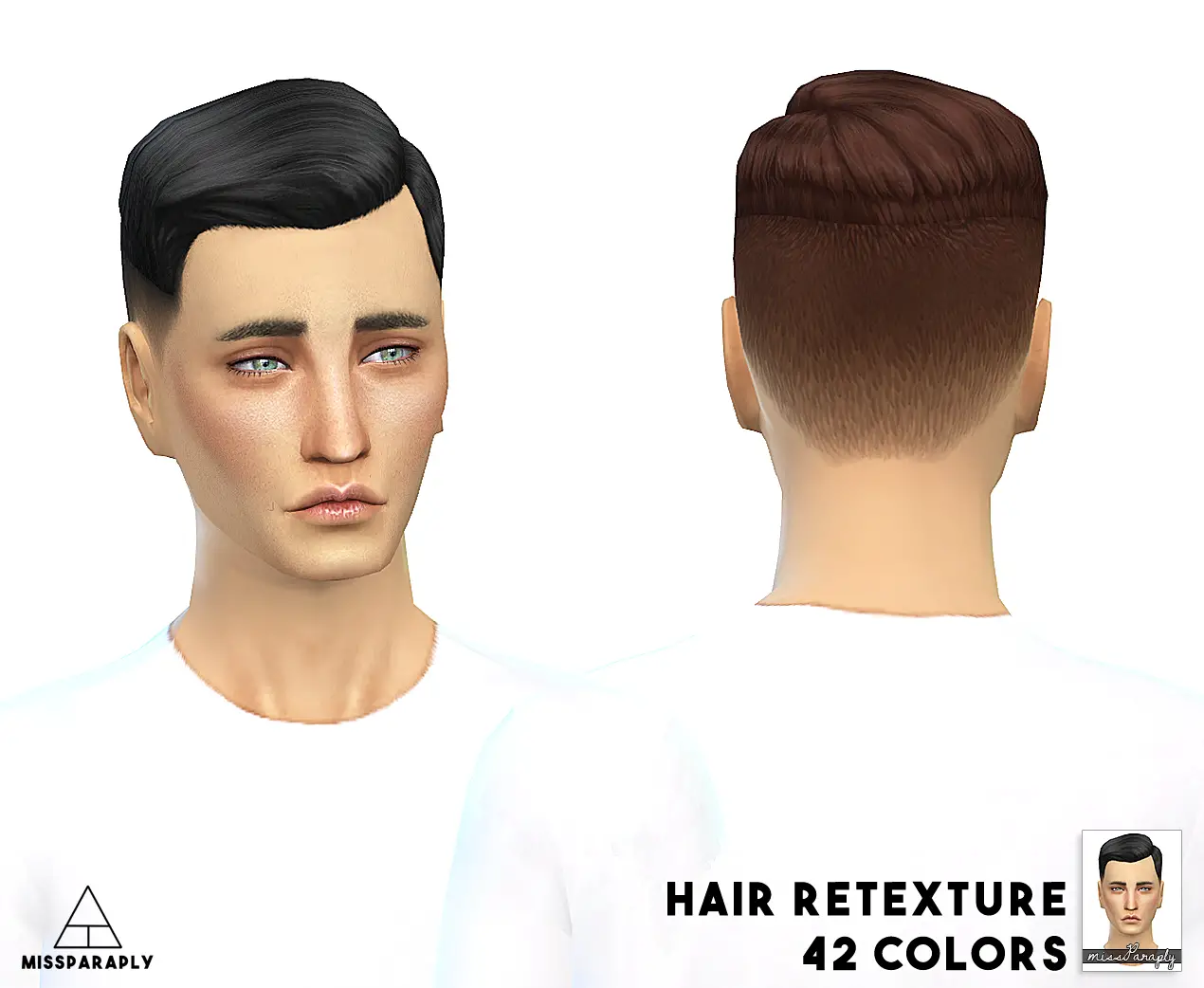 Sims 4 Hairs Miss Paraply Short Crew Cut Side Part Hairstyle Retextured