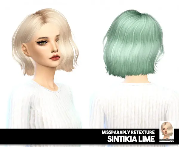 Sims 4 Hairs Miss Paraply Sintiklia Lime Solids And Dark Roots Hair