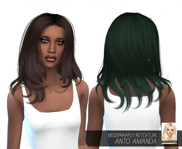 Sims 4 Hairs Miss Paraply Anto`s Amanda Hair Retextured