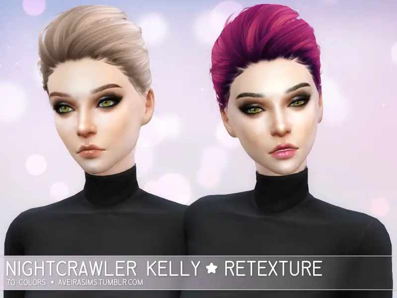 Sims 4 Hairs Aveira Sims 4 Nightcrawler`s Kelly Hair Retextured