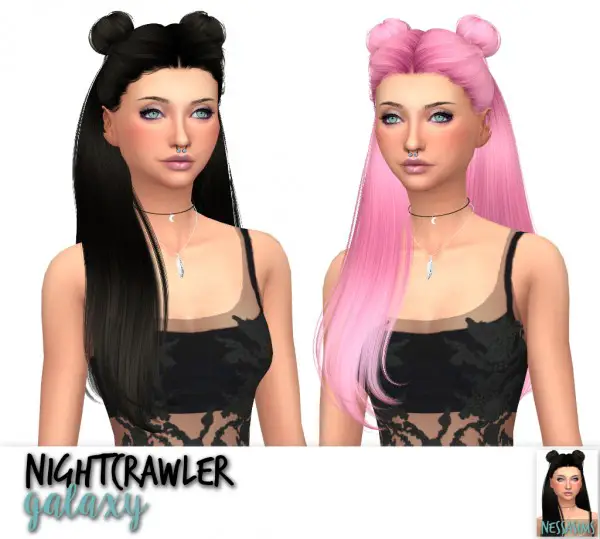 Sims 4 Hairs Nessa Sims Nightcrawler`s Galaxy Milady And New Yorker