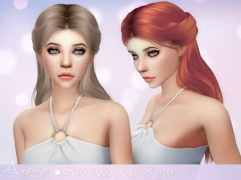 Sims 4 Hairs Aveira Sims 4 Anto`s Gold Dust Hair Retextured