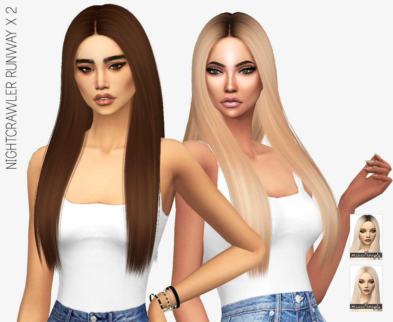 Sims Hairs Miss Paraply Nightcrawler S Runway Hair Retextured