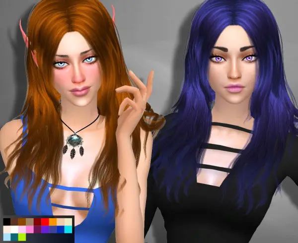 Sims 4 Hairs Genius6613 Cazy`s Nocturne Hair Retextured