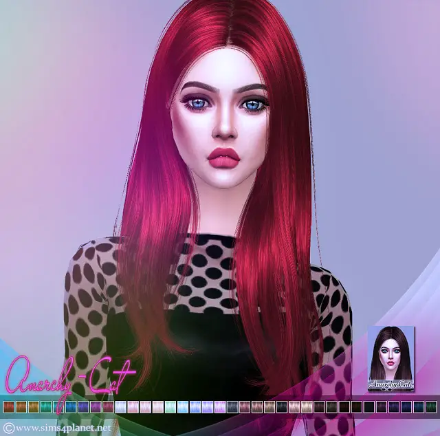 Sims 4 Hairs ~ Anarchy Cat Wings Os0530 F Hair Retextured