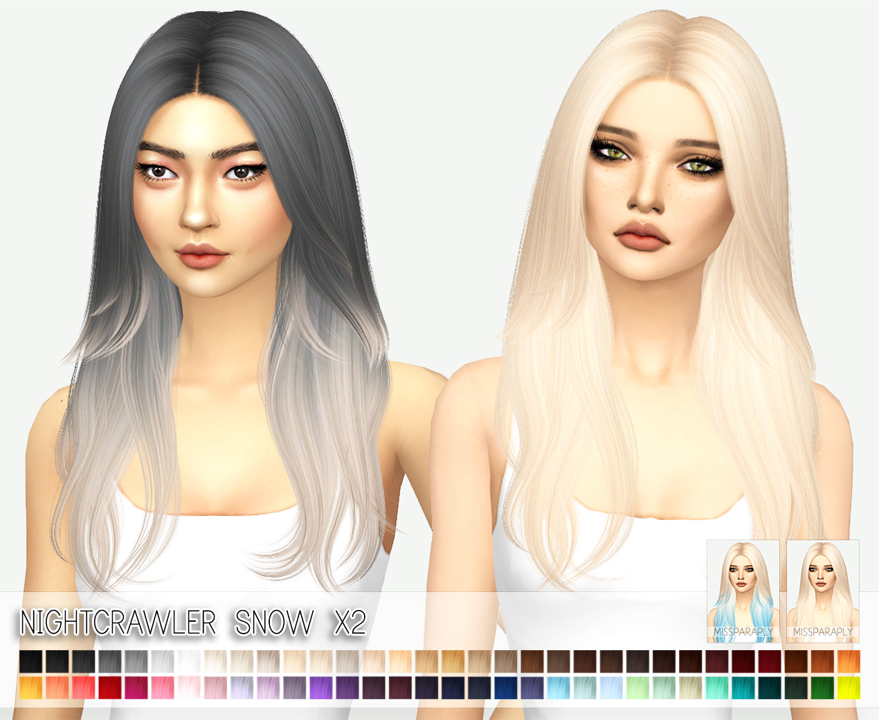 Sims 4 Hairs Miss Paraply Nightcrawler`s Snow Hair Retextured