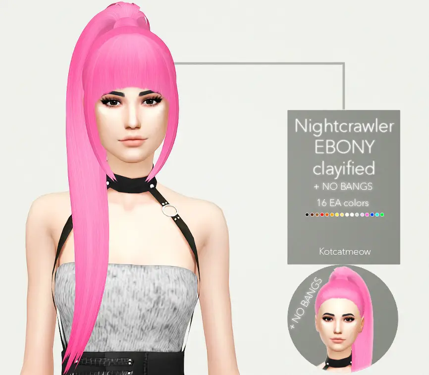 Kot Cat Nightcrawlers Ebony Hair Clayified Sims 4 Hairs