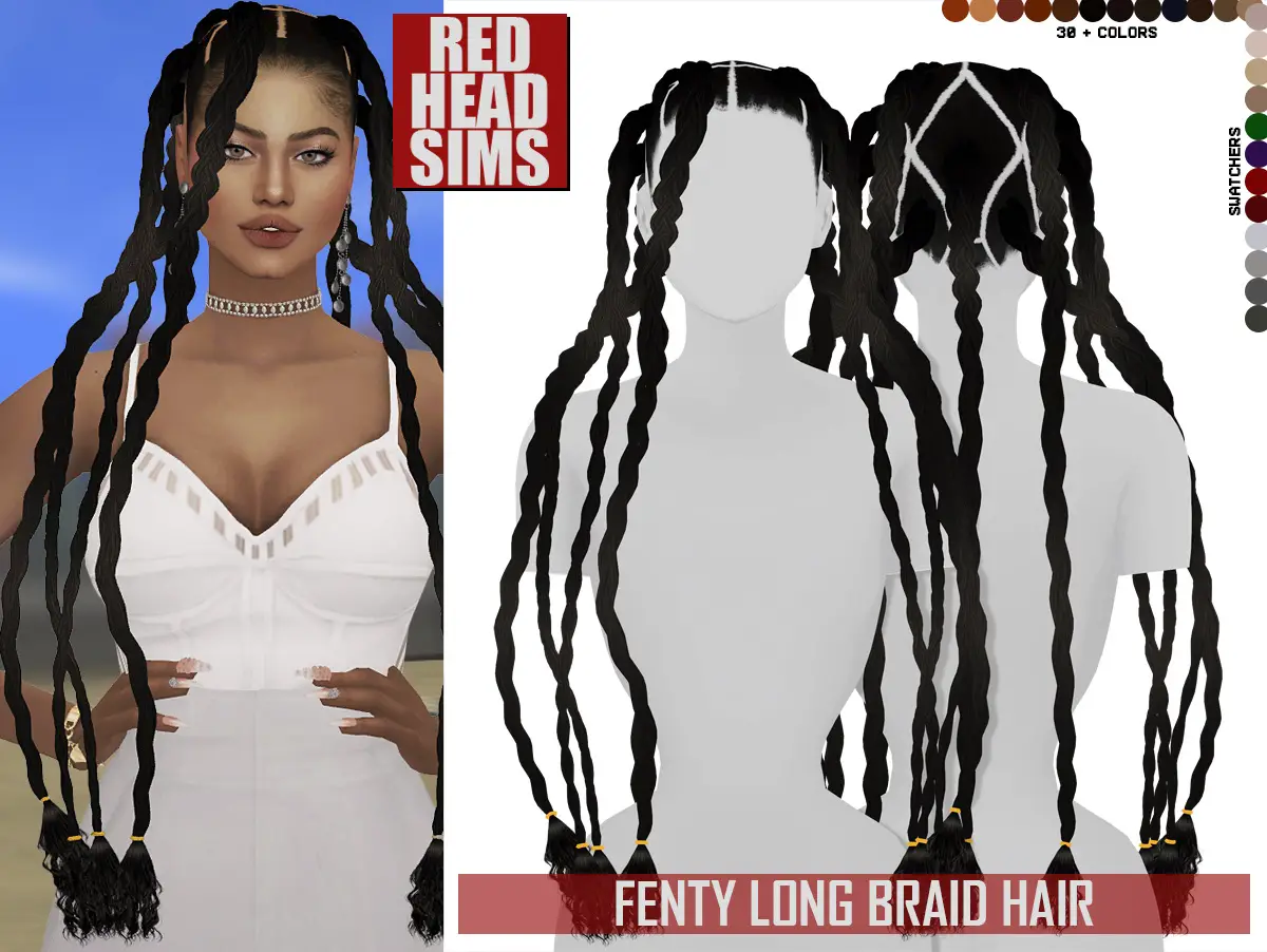 Coupure Electrique: Fenty Long braid hair ~ Sims 4 Hairs