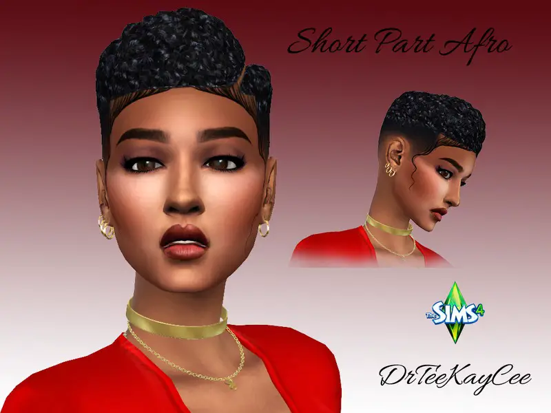 Sims 4 Hairs ~ The Sims Resource Short Parted Afro Hair Retextured By Drteekaycee