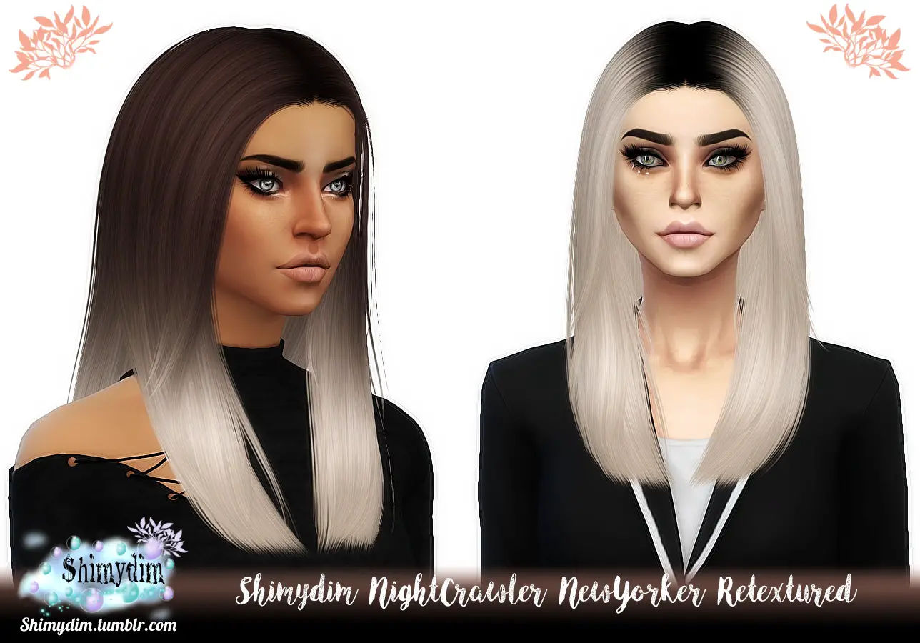 Sims 4 Hairs Shimydim Nightcrawler`s Newyorker Hair Retextured
