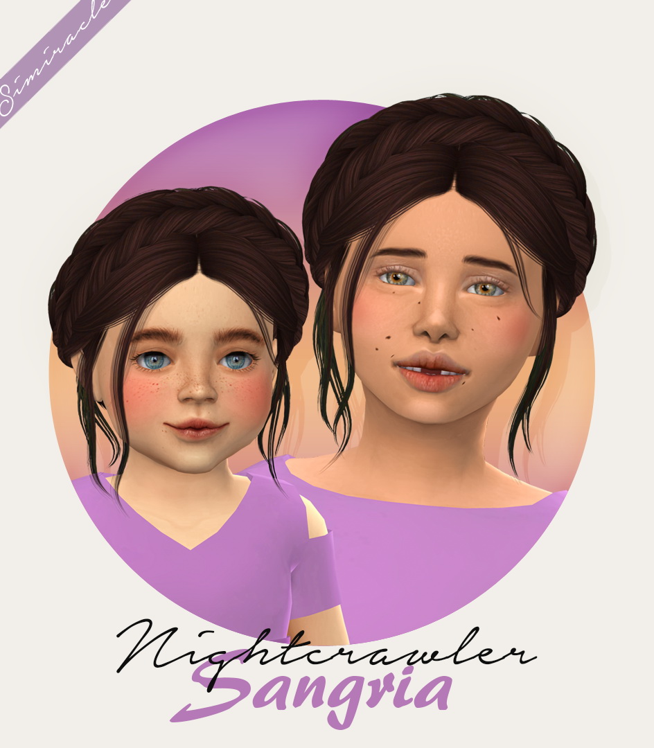 Sims 4 Hairs Simiracle Nightcrawler`s Sangria Hair Retextured