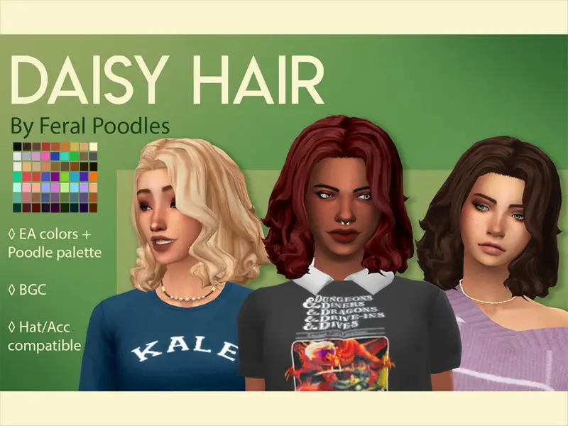 The Sims Resource Daisy Hair Retextured By Feralpoodles Sims 4 Hairs