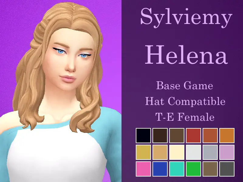 The Sims Resource Helena Hair Retextured By Sylviemy Sims Hairs