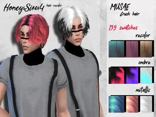 Sims 4 Hairs The Sims Resource Musae`s Crush Hair Retextured By