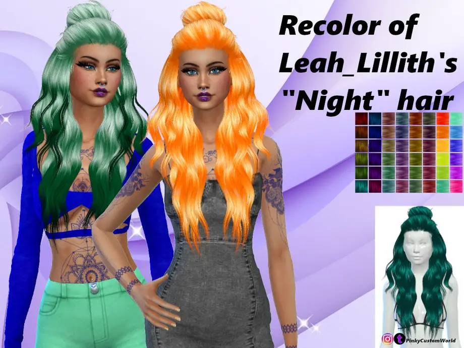 The Sims Resource Leahlillith S Night Hair Recolored By