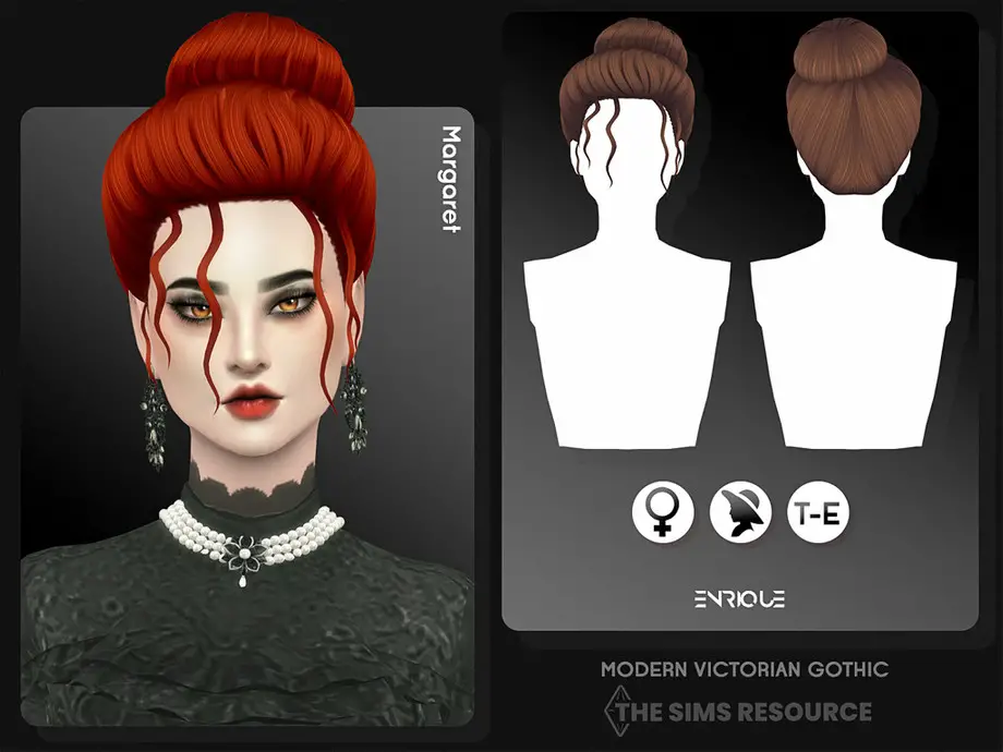 Modern Victorian Gothic Margaret Hairstyle By Enriques The Sims