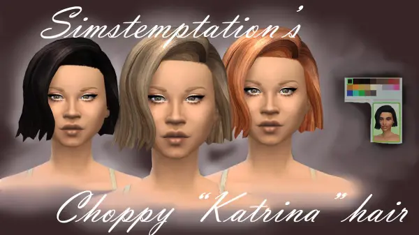 Simstemptation: Straight Katrina hairstyle 2 new mesh choppy and straight for Sims 4