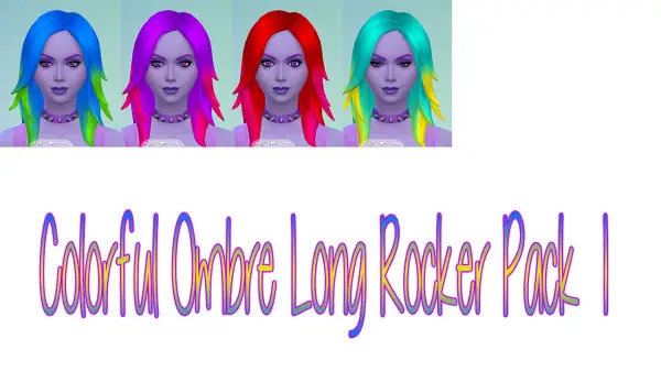 Stars Sugary Pixels: Colorful ombre rocker pack 1 hairstyle recolor for Sims 4