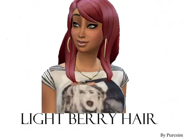 The Sims Resource: Light berry hairstyle by Puresim for Sims 4