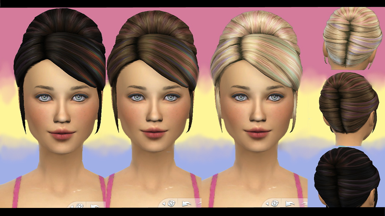 Simstemptation Princess hairstyle recolor with pastel highlights
