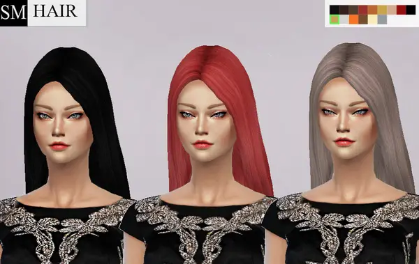 Simmaniacos: Long Straight hairstyle edit mesh and new 7 textures for Sims 4