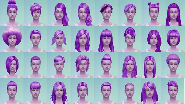 Stars Sugary Pixels: Female purple hairstyle for Sims 4