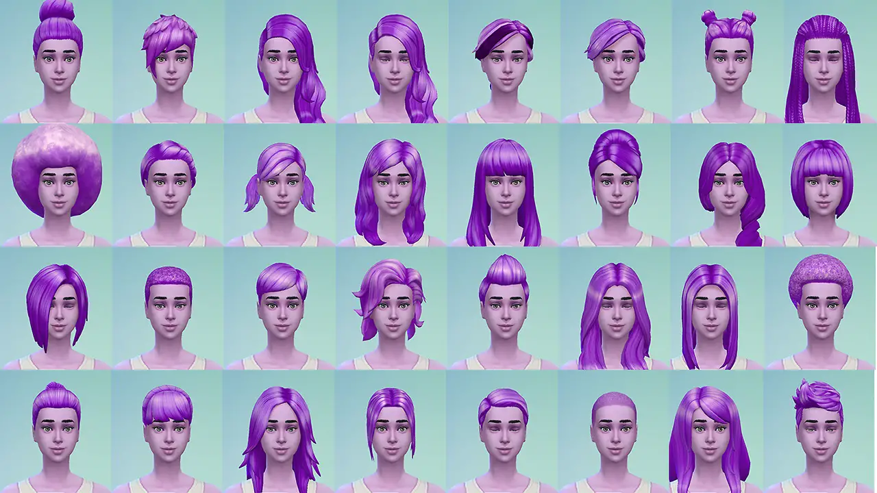 Stars Sugary Pixels: Female purple hairstyle ~ Sims 4 Hairs