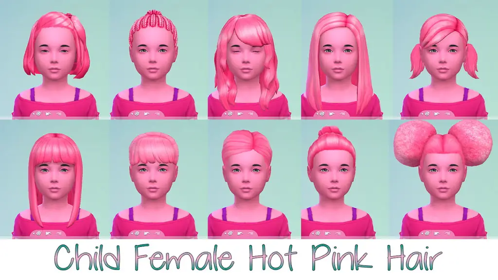 Stars sugary pixels: Pink hairstyle for kids for Sims 4