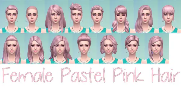 Stars Sugary Pixels: Pastel pink hairstyle for Sims 4
