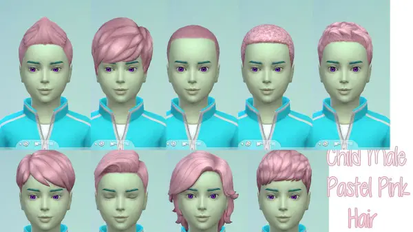 Stars Sugary Pixels: Pastel pink hairstyle for boys for Sims 4