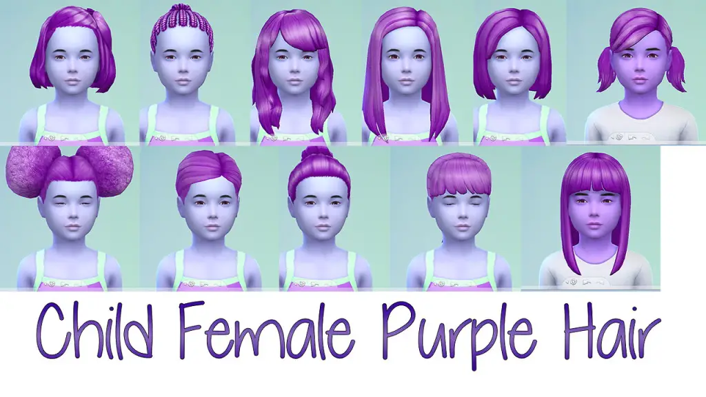 Stars sugary pixels: Purple hairstyle for Sims 4