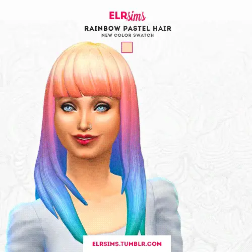 ELR Sims: Rainbow pastel hairstyle   3 recolors for Sims 4