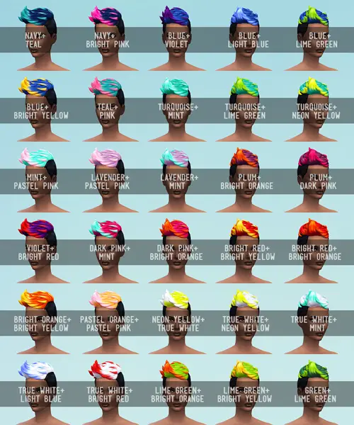 Sqquaresims: Annadandelion Buzzed up multi colors hairstyle for Sims 4
