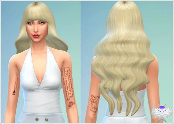 David Sims: Barbie Hairstyle Wavy with Short Bangs for Sims 4