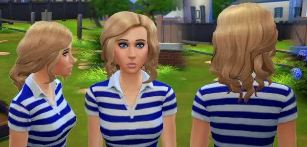 Mystufforigin: Medium curly hairstyle for Sims 4