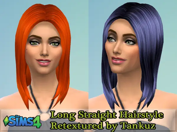 The Sims Resource: Long Straight Bangs Hairstyle Retextured by Tankuz for Sims 4