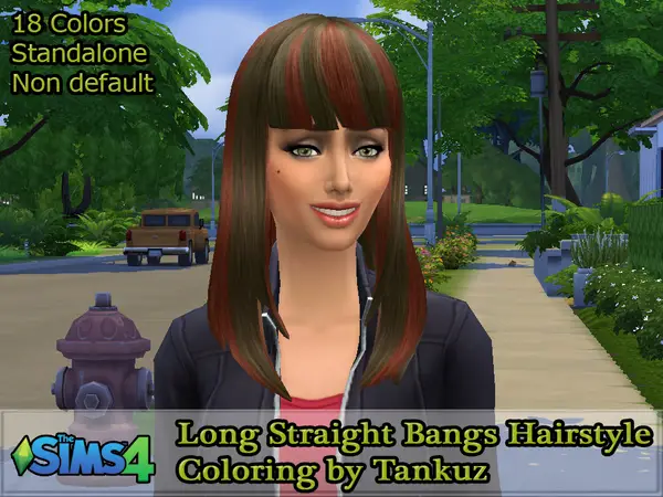 The Sims Resource: Long Straight Bangs Hairstyle Coloring by Tankuz for Sims 4