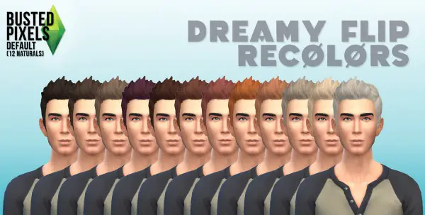 Busted Pixels: Dreamy flip hairstyle 12 colors for Sims 4