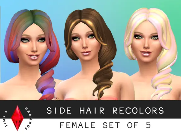 The Sims Resource: Side Hair Recolors Set of 5 by SIms4Krampus for Sims 4
