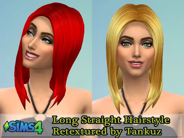 The Sims Resource: Long Straight Bangs Hairstyle Retextured by Tankuz for Sims 4
