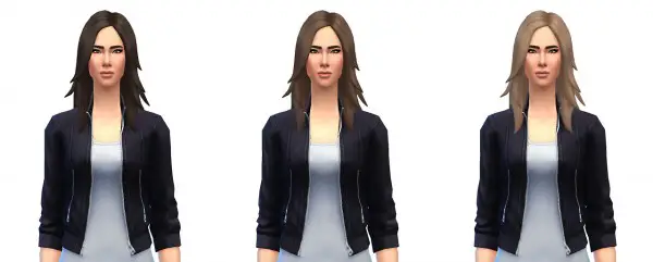 Busted Pixels: Long rocker hairstyle 12 colors for Sims 4