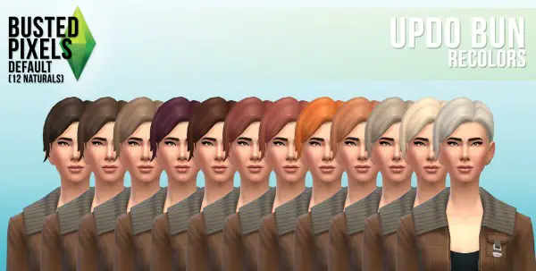Busted Pixels: Updo bun recolors for Sims 4