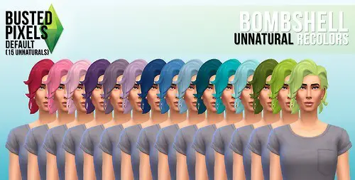 Busted Pixels: Bombshell hairstyle unnatural colors for Sims 4