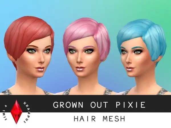 Sims 4 Krampus: Grown out pixie hair mesh for Sims 4